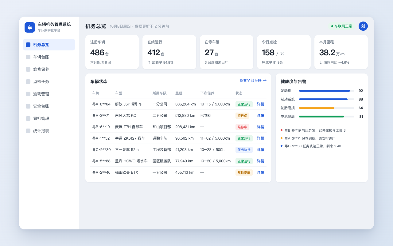 企业车辆机务管理系统